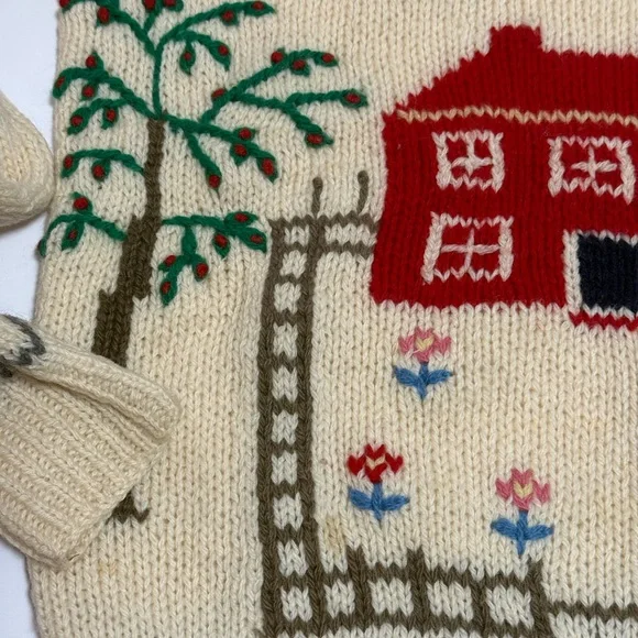 Vintage Deans of Scotland 100% Wool Sweater Schoolhouse Teacher Prairie Size S - Picture 7 of 12